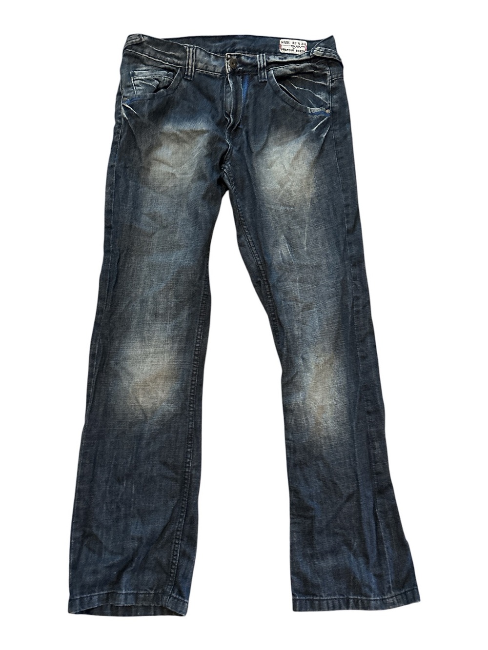 Dodeca Y2K Men's Blue Washed Straight-Leg Jeans